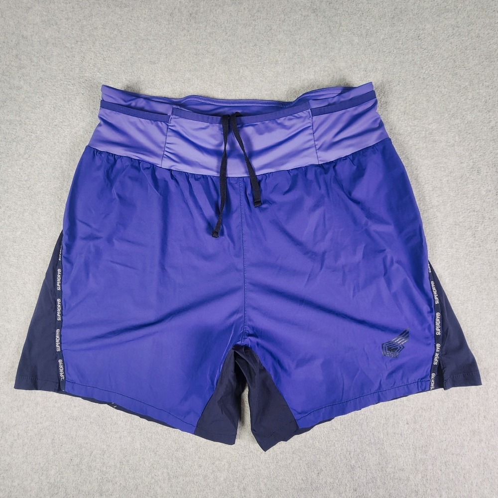 Superdry Run Premium Shorts Mens Size XL 32x6 Purple‎ Drawstring Back Zip Pocket